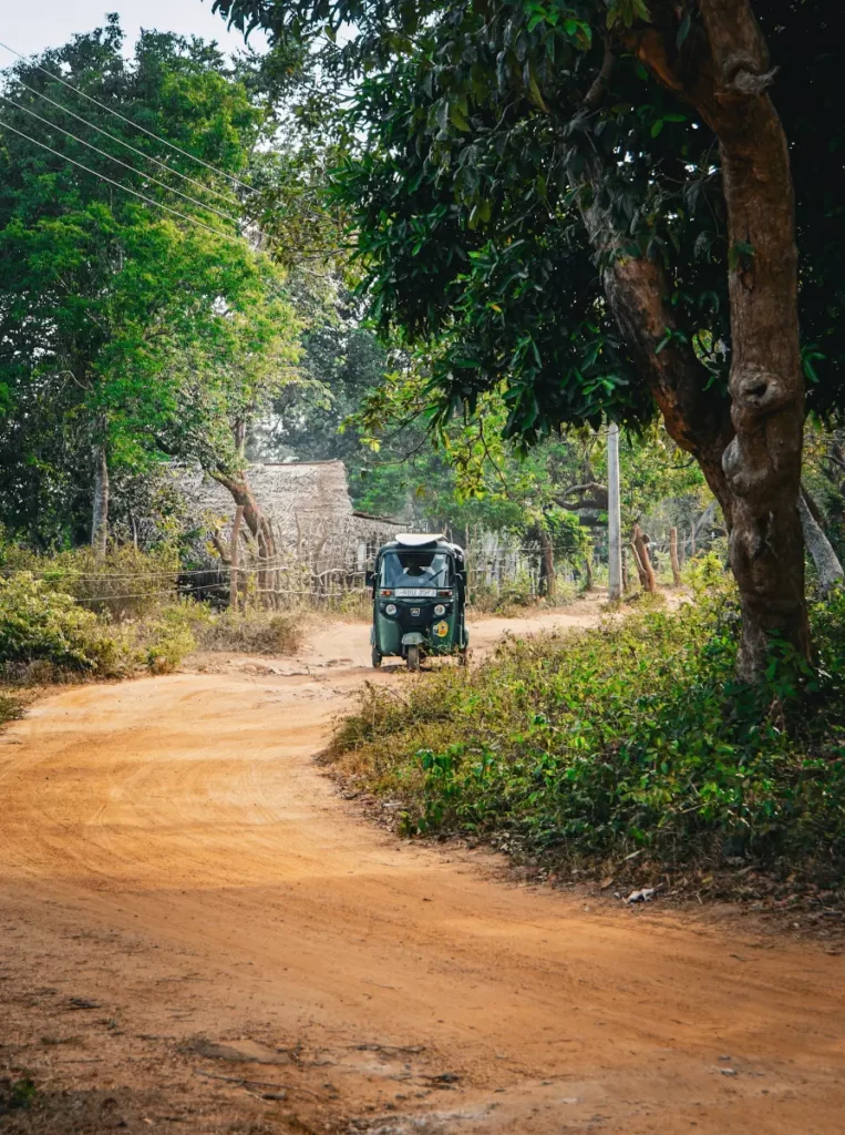 A Tuk Tuk driver on dirt roads driving to Elephant Rock
