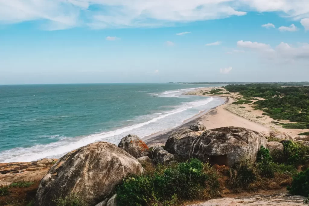 The panoramic view of the coastline from the top of Elephant Rock