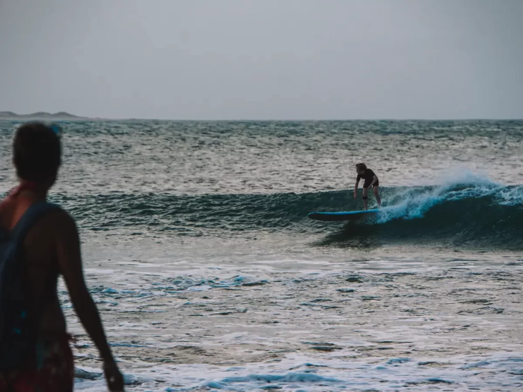A beginner surfing baby point in Arugam Bay