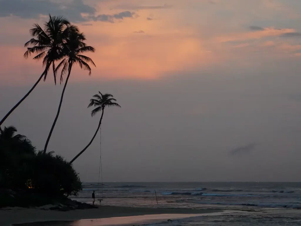 The swing rope at dusk at Ahangama Beach