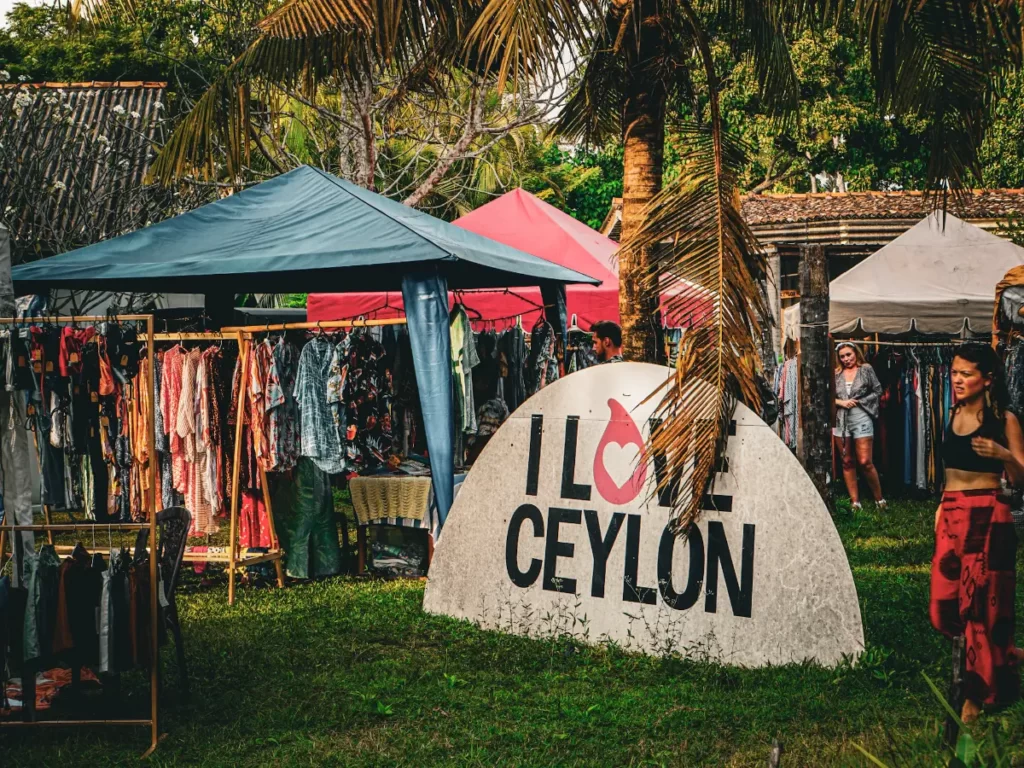 An I love ceylon sign on display at the cafe ceylon markets