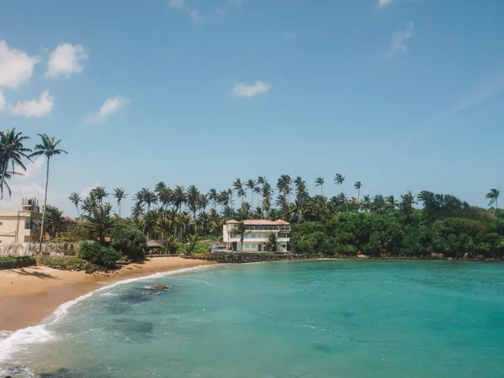 The cove beach outside Little Bang Kitchen and Kaffi in Ahangama