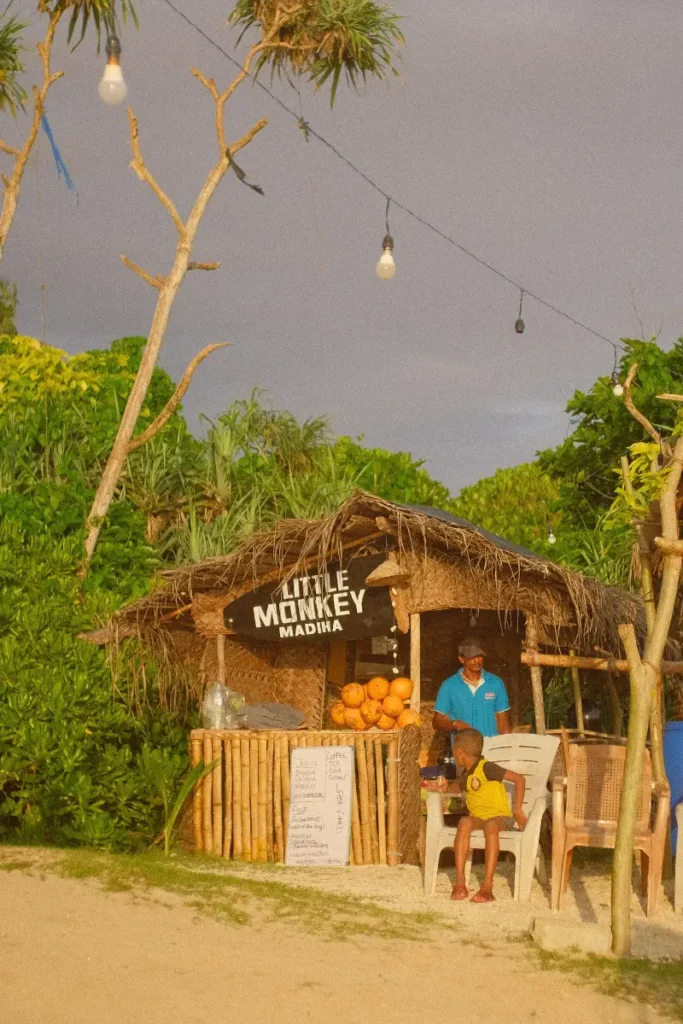 The little monkey beach bar at sunset