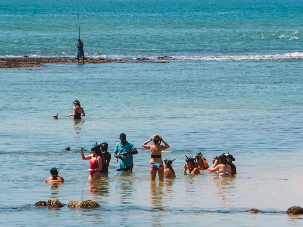 A group of travellers snorkelling in Madiha