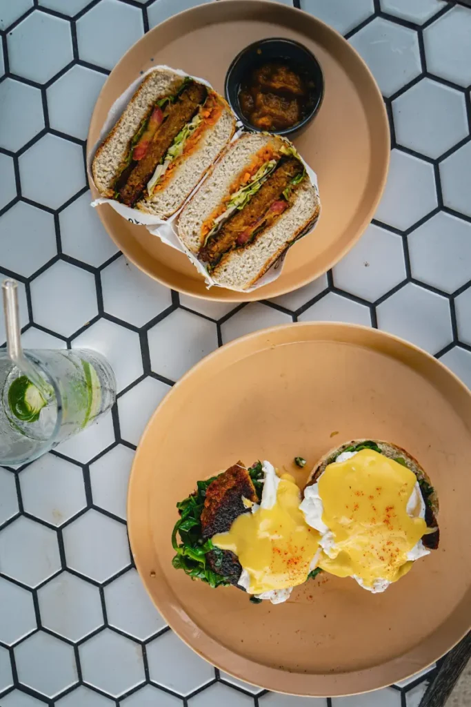 A top down shot of the brunch on The Spindrift rooftop