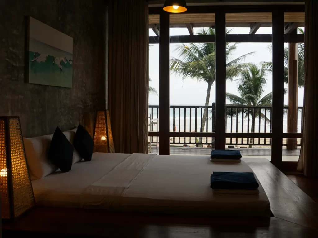 The rooms at Timeless Villa looking out onto Kabalana Beach