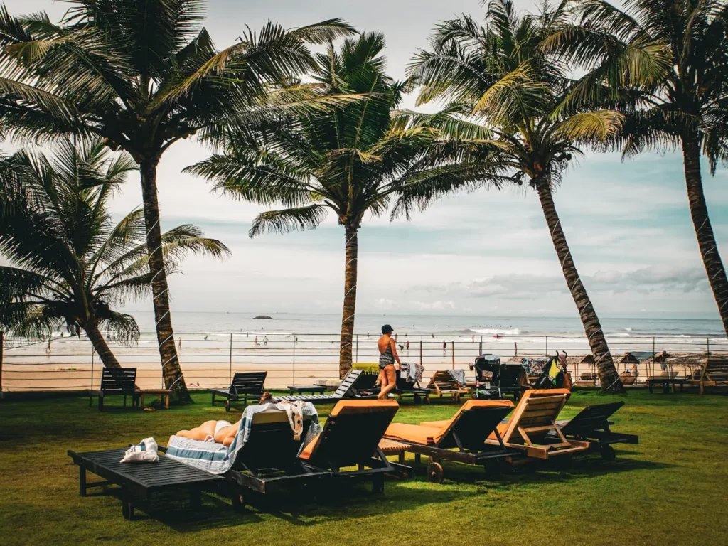 The beachfront garden at Timeless Villa, one of the best hotels in Ahangama