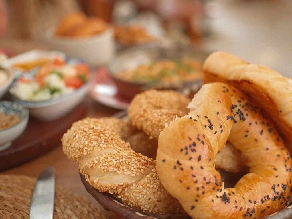 A close up shot of the homemade bread served with the Turkish Breakfast at Sisters Away