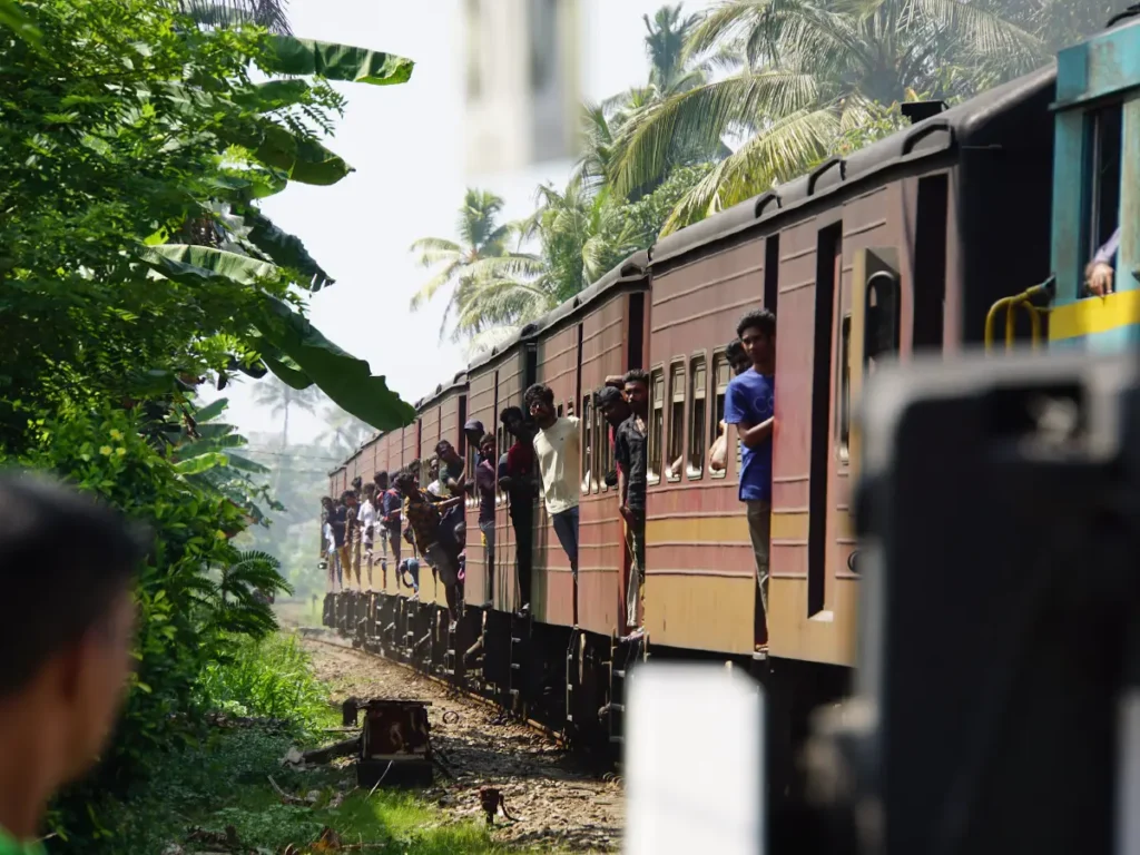 Locals on a train to Ahangama from Colombo