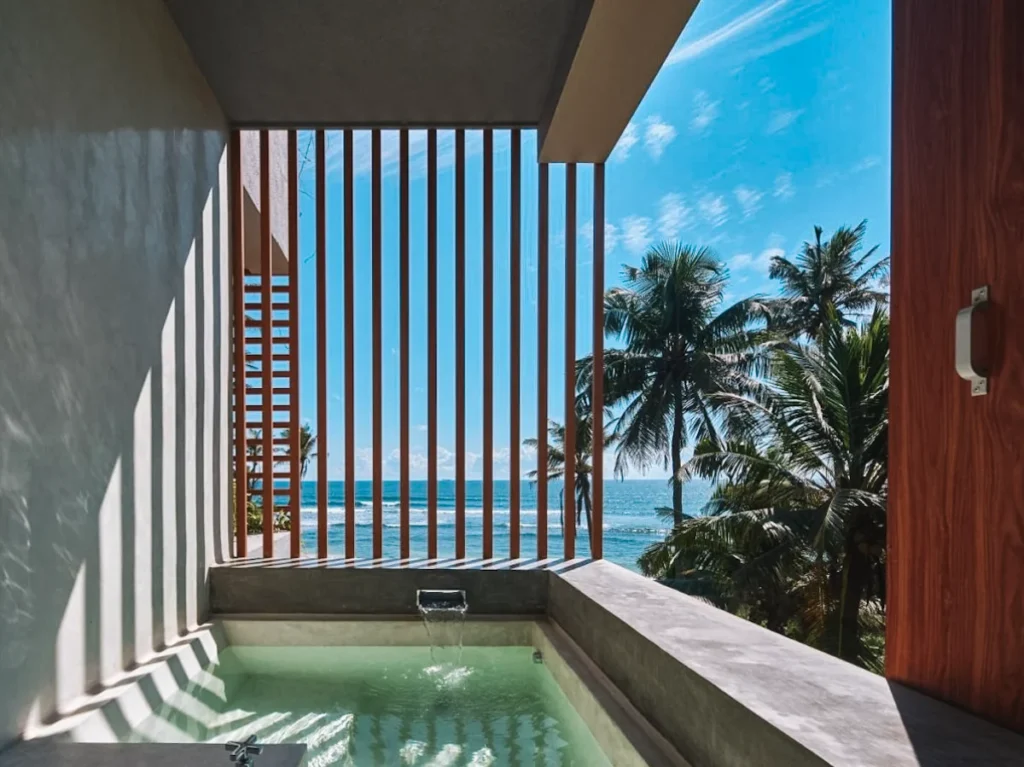 The beachfront baths at the Harding Boutique Hotel, one of the top luxury stays in Ahangama