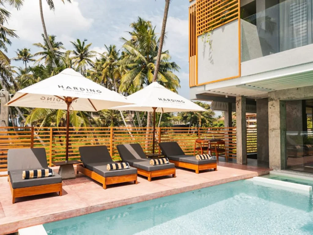 The pool at the harding Boutique Hotel, one of the best hotels in Ahangama