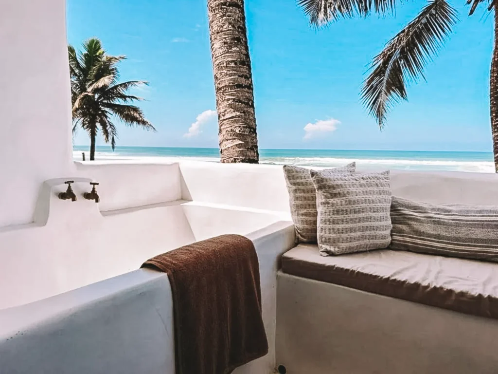 The beachfront bathtub at Medusa, one of the best places to stay on Ahangama Beach