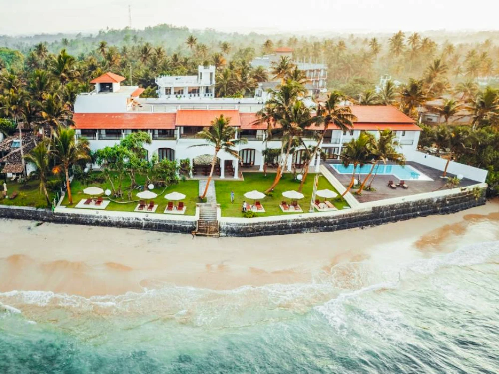 The beachfront outside Mosvold Villa, one of the top luxury hotels in Ahangama