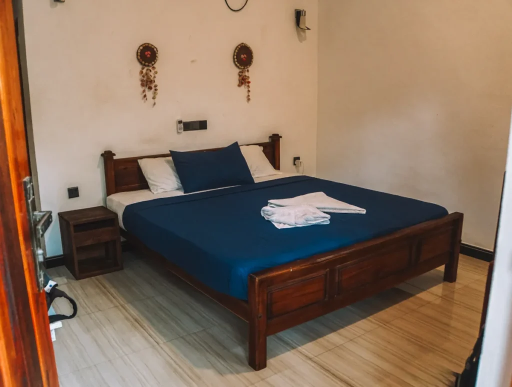 The basic but clean bedrooms at Oasis Bay Arugam Bay