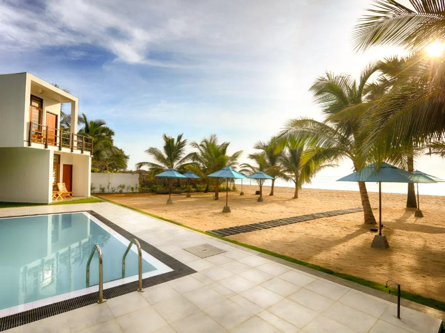 The beachfront pool at Roccos, a top place to stay in Arugam Bay