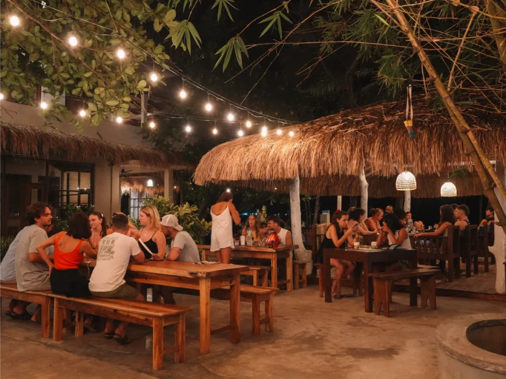 Groups of travellers in Rupa's restaurant
