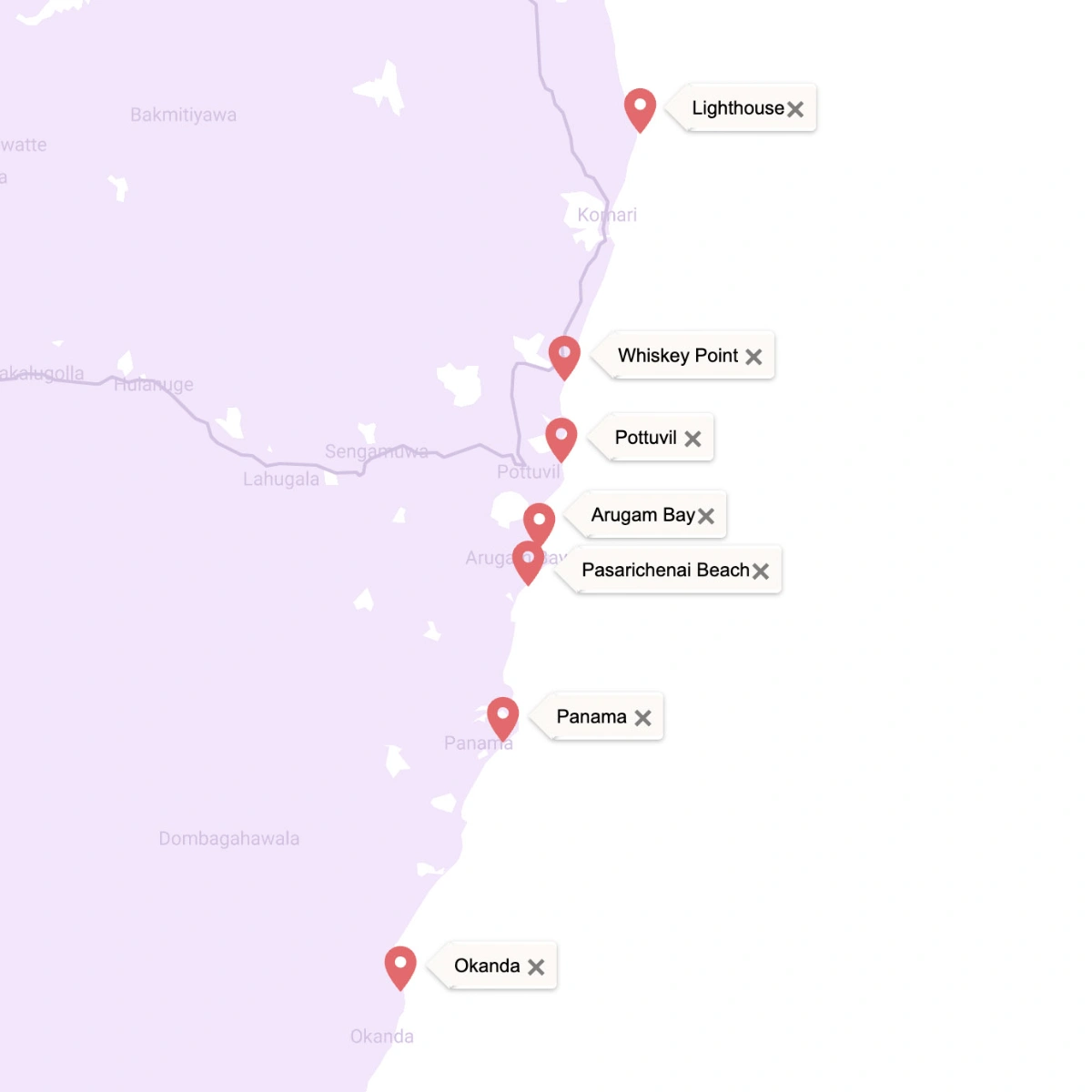 Where to stay in Arugam Bay area guide map