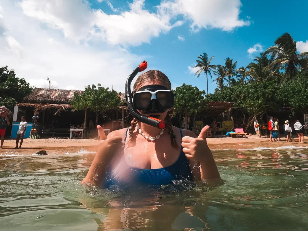 Batheegama beach - rent snorkles for $2 and swim with turtles