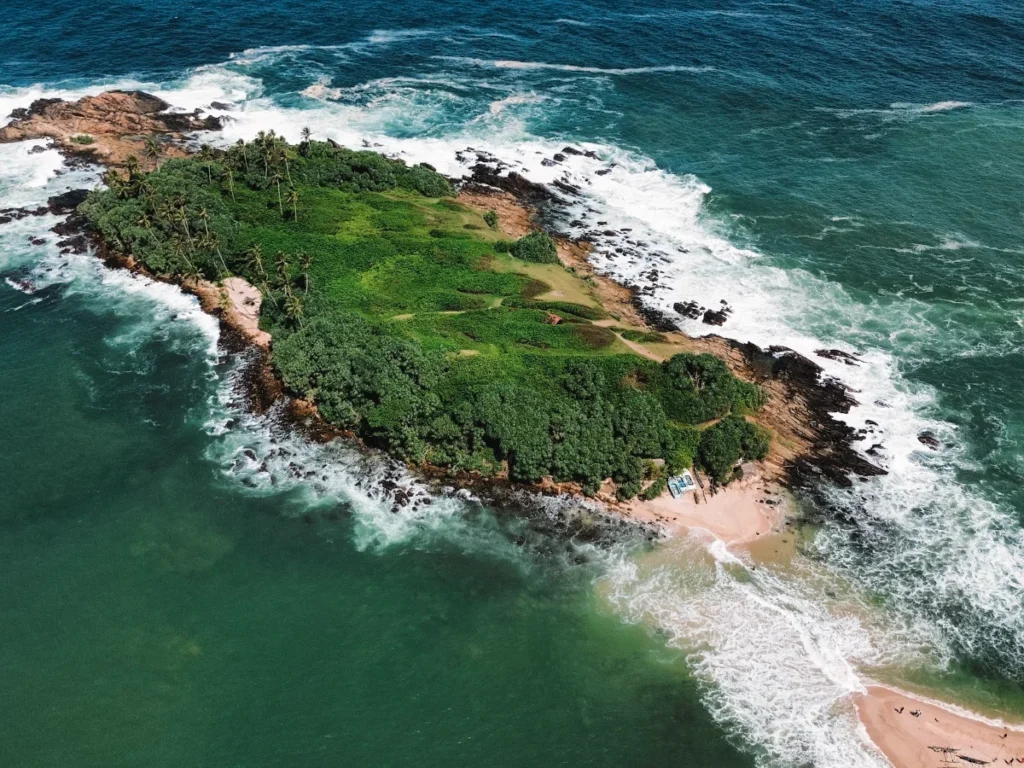 Walkable island at Blue Beach Nilwella - Explore hidden coves near Hiriketiya